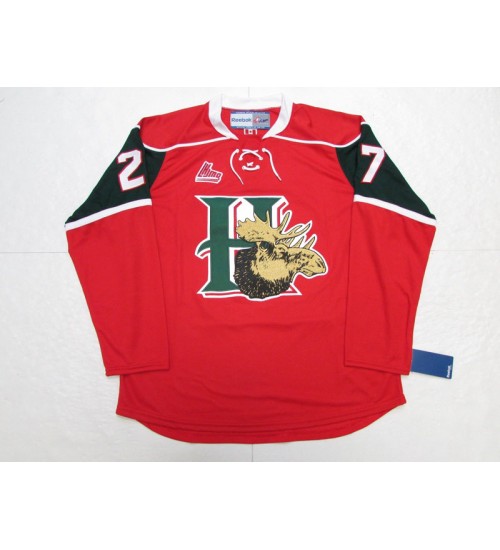 Custom QMJHL Halifax Mooseheads 2009-Pres 27 Jonathan Drouin Hockey jersey Home Red